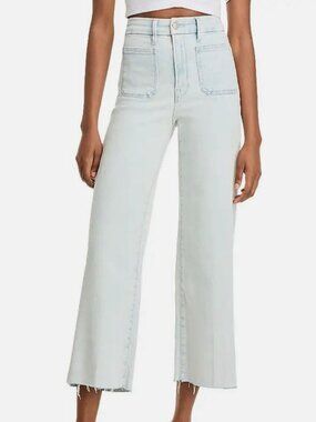 Good American Women's Blue High Rise Crop Palazzo Jeans Pants Size 0